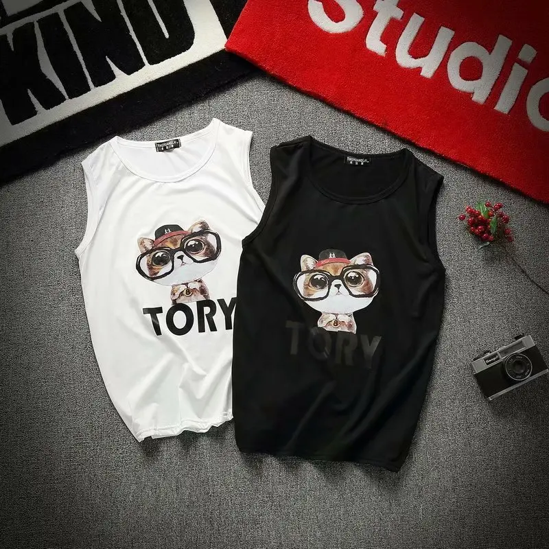 

Tide brand Men's T shirt sleeveless tshirt of the trend of the sleeves Hong Kong style hip-hop sports Slim on the clothes tshirt