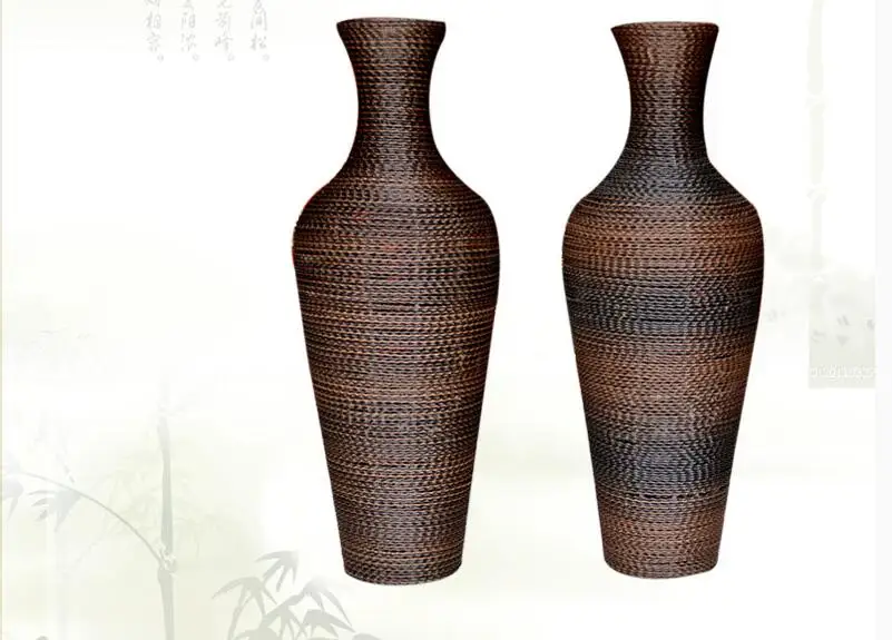 Bamboo состоит из большой ваза, В Европейский стиль украшения дома интерьер гостиной ручной вязки цветок баррель