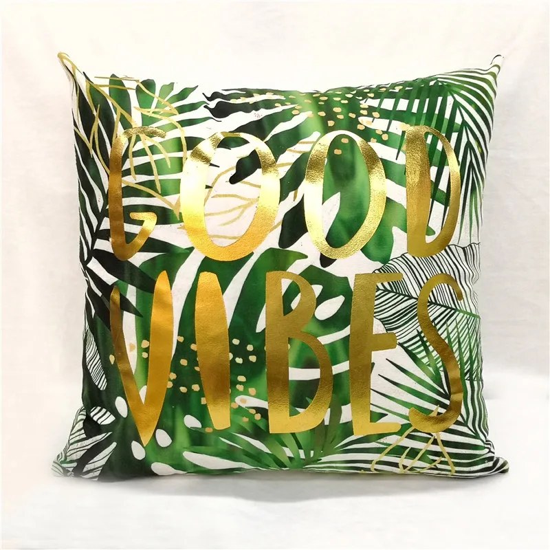 Чехол на подушку из золотой фольги Fuwatacchi растение тропического леса Наволочка