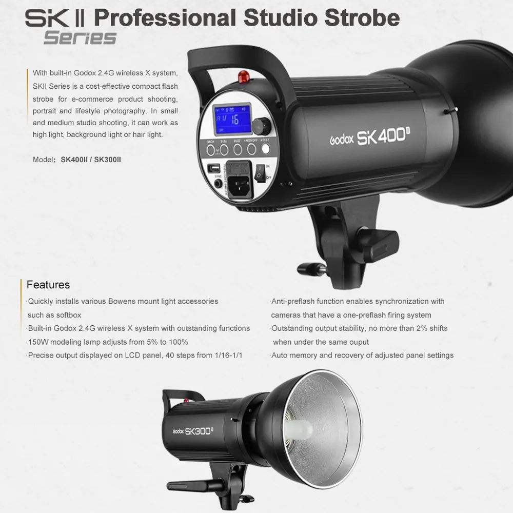 Новые 3 шт. SK400II 110 В 220 SK400W Studio Стандартный наборы Серия SK Flash лампы Strobe Light