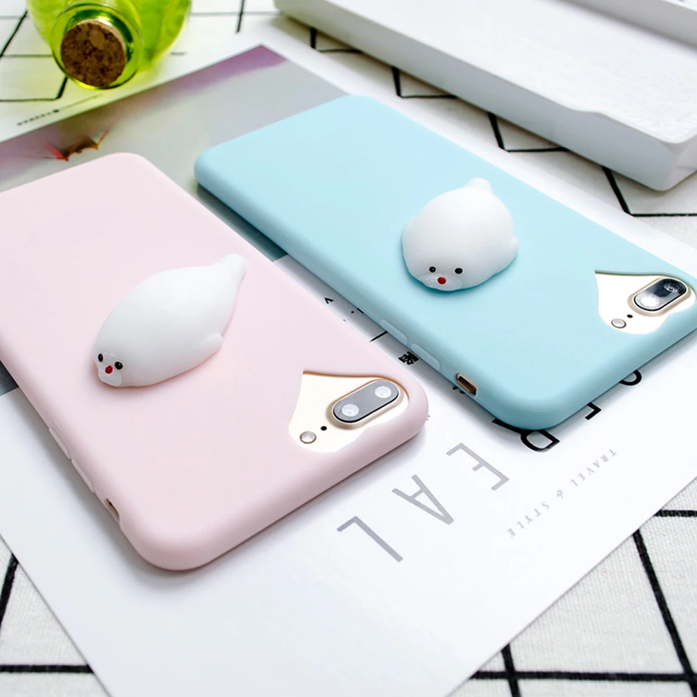 KISSCASE Cute 3D Squishy Doll Cass For iPhone 7 8 6 6S Plus 5 5S SE Cat Seal Phone Cover Silicon Accessories |