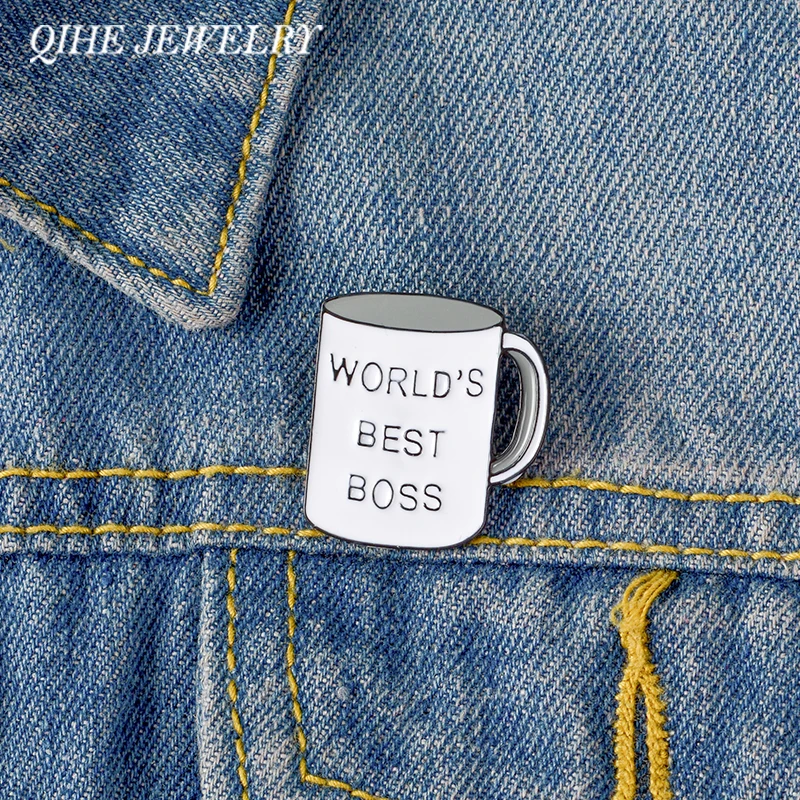 QIHE ювелирные изделия Boss кружка шпильки лучший босс эмаль на булавке Кофе чашки
