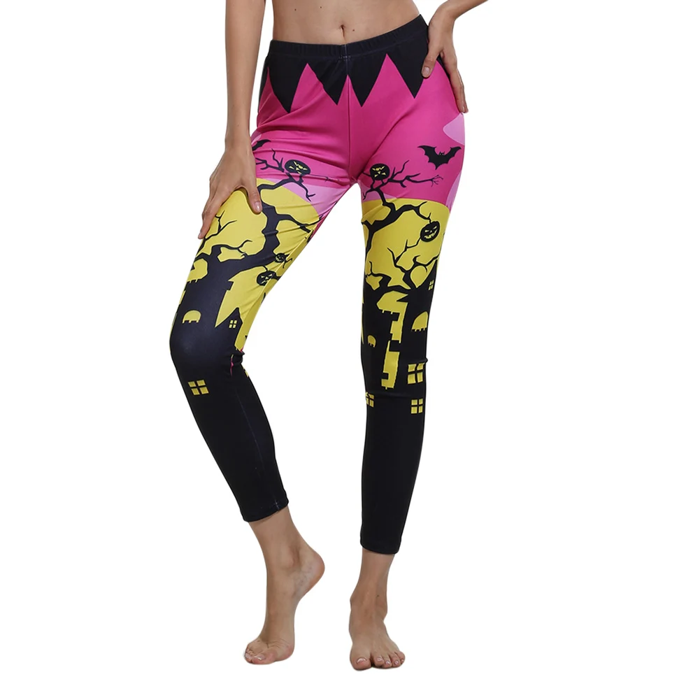 Женские штаны для йоги с принтом на Хэллоуин спортивные бега танцевальные