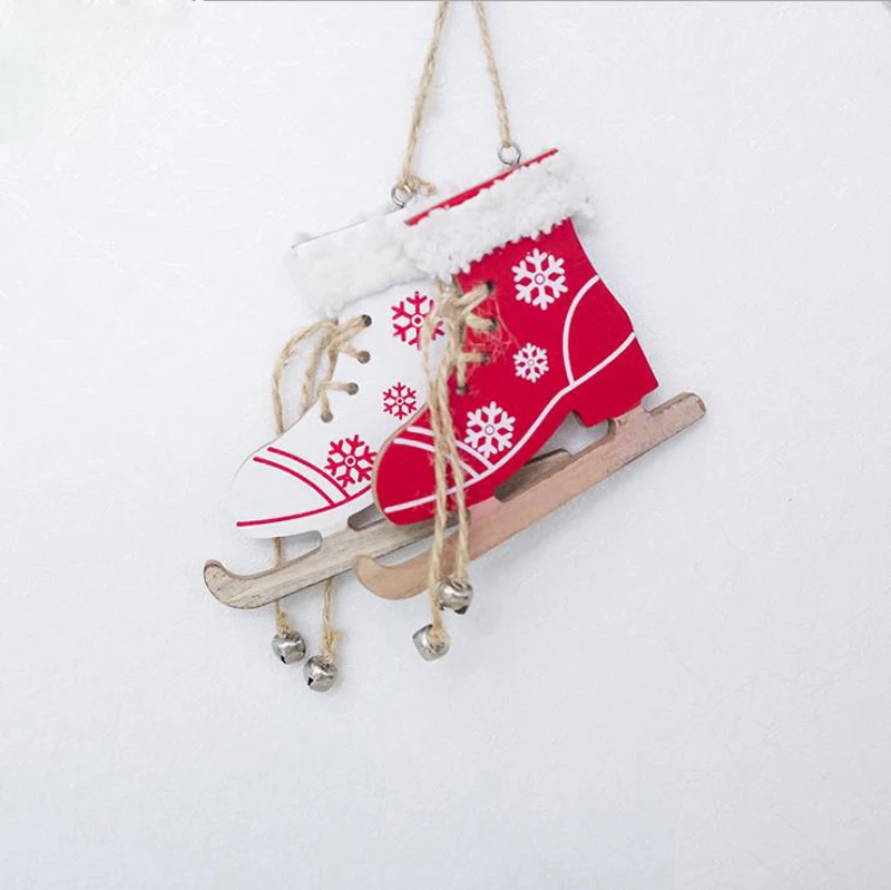 Christmas Painted Decorative Pendant Tree Innovative Skates Ski Shoes Home Door And Decorations | Дом и сад