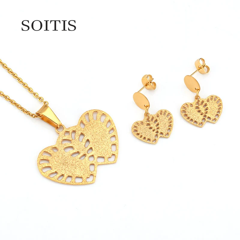 SOITIS Элегантные Подвески в форме сердца женские серьги ожерелье Ювелирные наборы