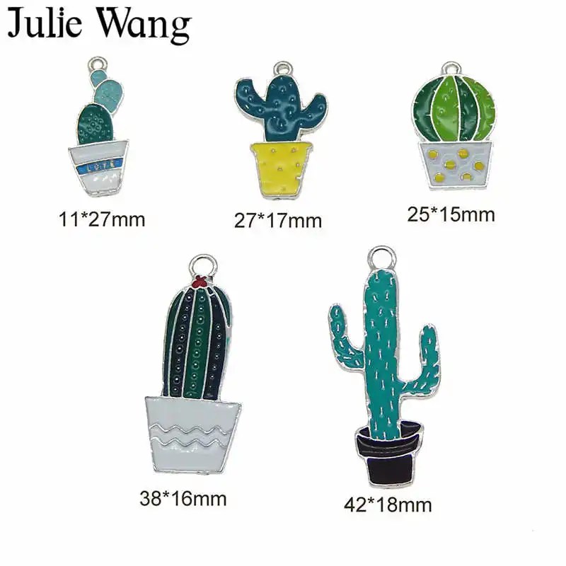 Julie Wang 5 шт. смешанные эмалированные зеленые растения в горшке Кактус белый K