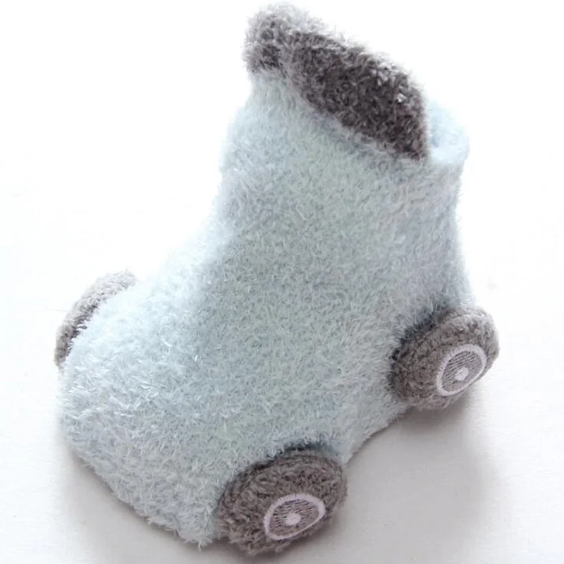 Light Blue Новые осенне-зимние носки для малышей с мультяшным автомобилем нескользящие носки для малышей теплые носки - Цвет: Light Blue