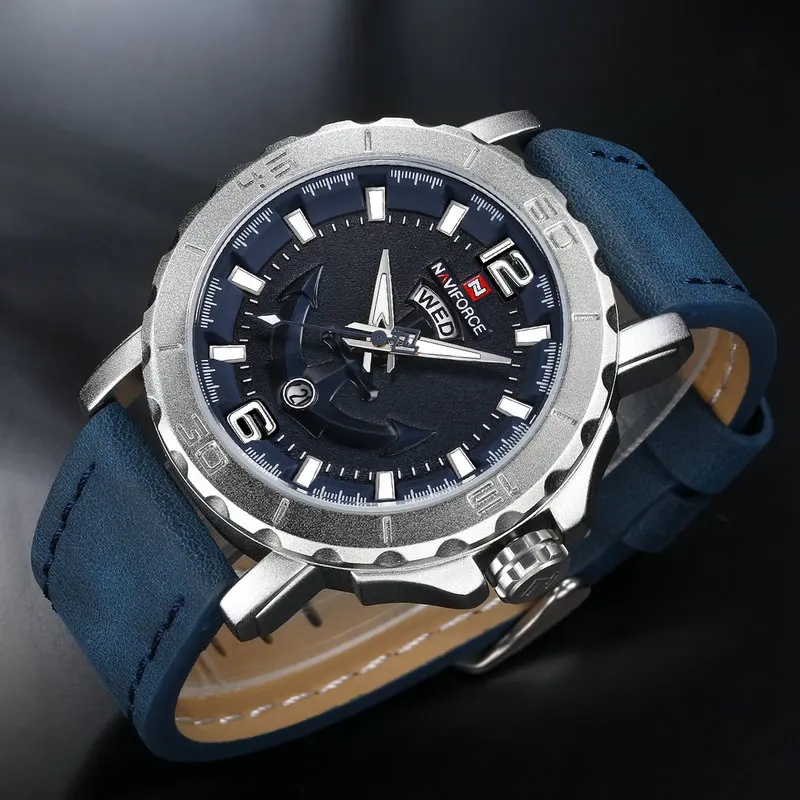Часы наручные NAVIFORCE Мужские кварцевые брендовые водонепроницаемые аналоговые с