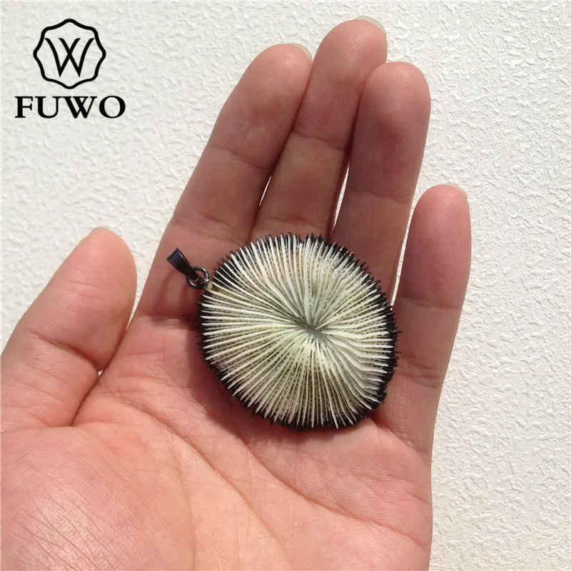 Женские Подвески из натурального кораллового пистолета FUWO Черные с покрытием