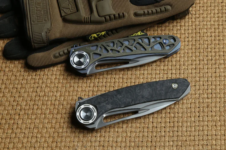Яд гарпун Кевин Jhon M390 Flipper шарикоподшипник складной нож Титан Отдых Охота Открытый Ножи EDC инструмент