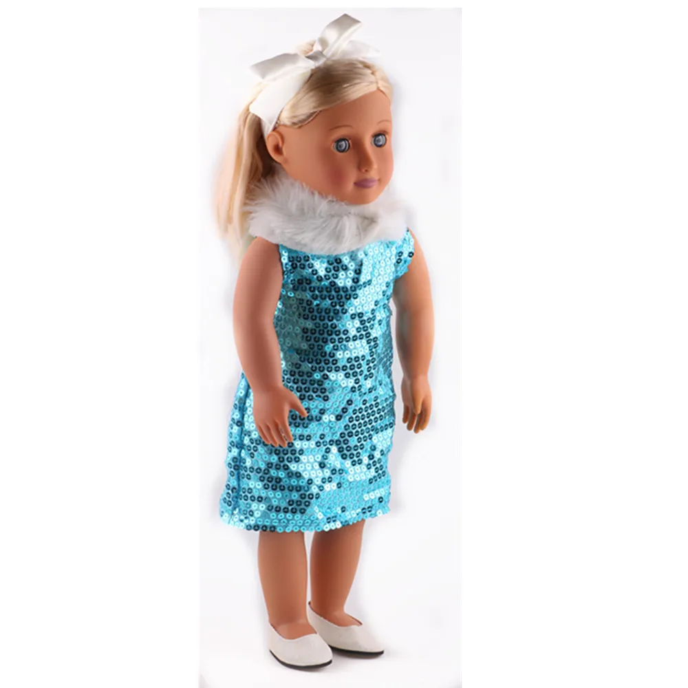 Новый стиль голубое платье Одежда подходит Американская Девушка Кукла Для 18