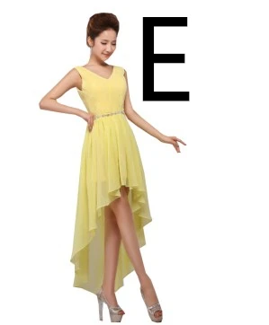 E yellow Новое поступление короткое желтое женское шифоновое красивое и сексуальное платье для невесты новые модные вечерние платья подружек невесты - Цвет: E yellow