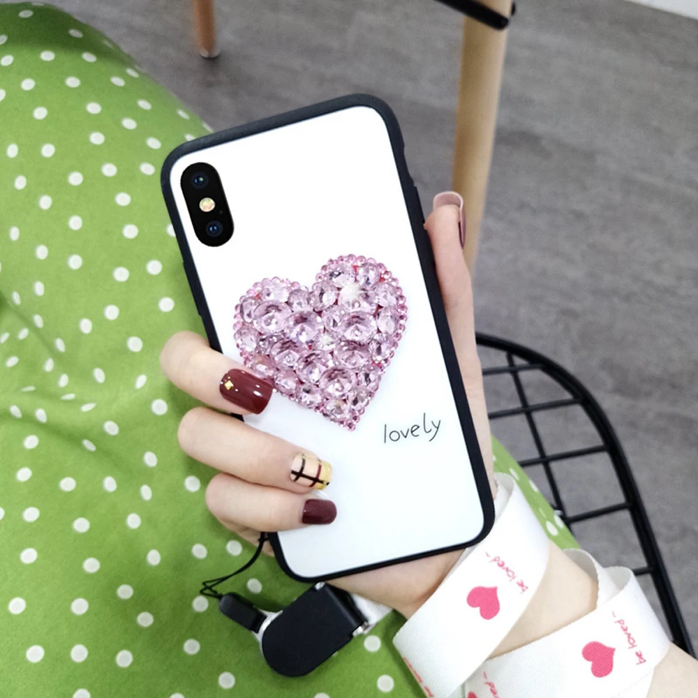 Eqvvol Роскошный горный хрусталь стекло чехол для iPhone X 8 7 6 S Plus модный