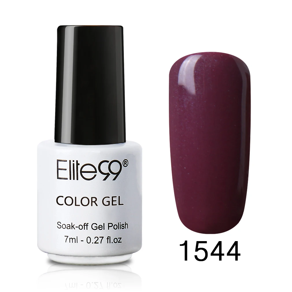 1544Brownish Purple Elite99 7 мл Лак для ногтей цветной УФ Гель-лак Vernis Полупостоянный Гибридный гвоздь Искусство Маникюр чистый цвет покрытие 58 цветов на выбор 1 - Цвет: 1544Brownish Purple