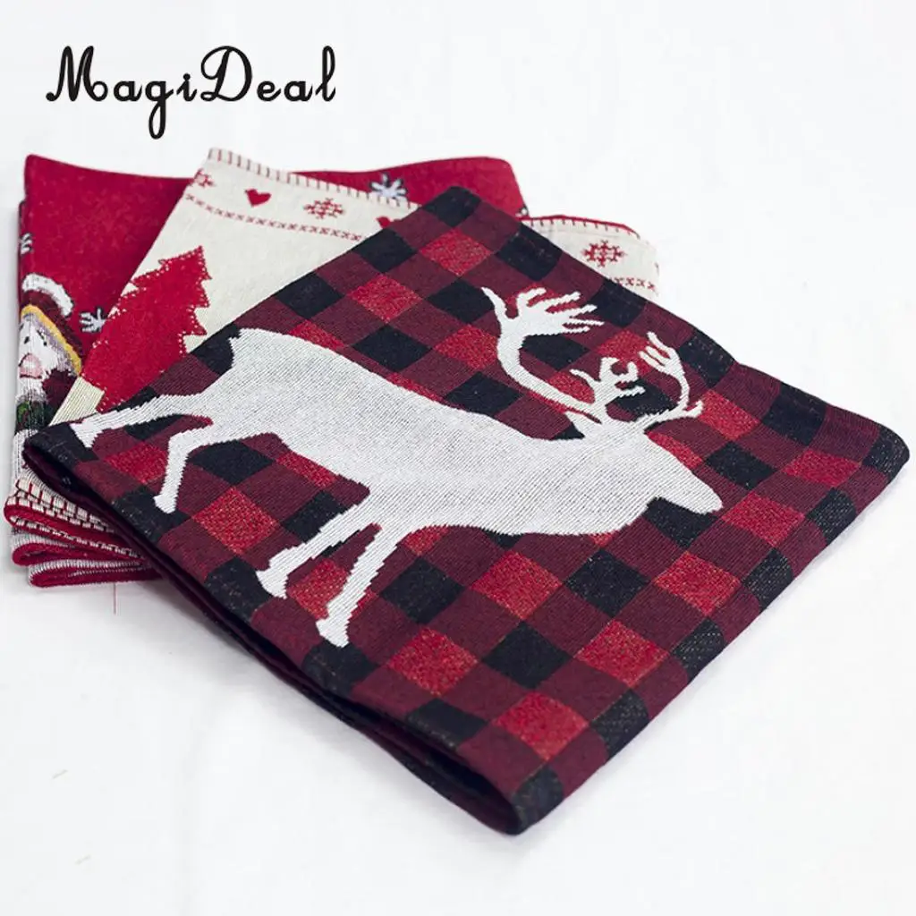 

MagiDeal Christmas Dining Table Runner Embroidery Tablecloth Hessian Table Flag Wedding Banquet Party Decorations