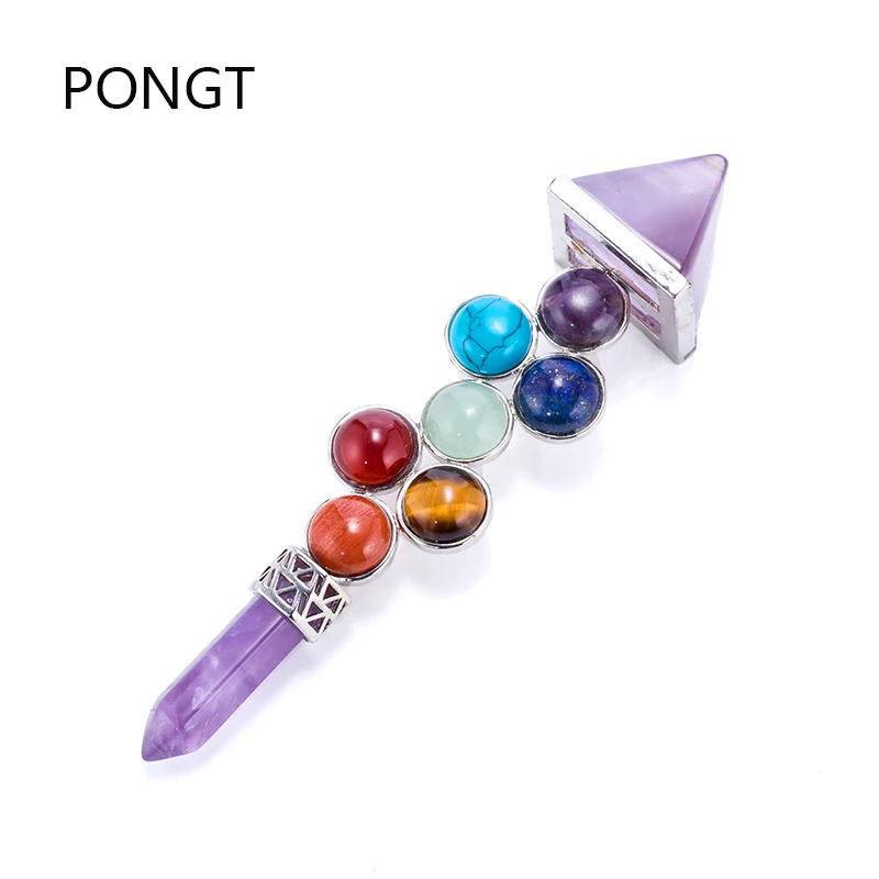 Новинка 7 маятник с чакрами Исцеляющие кристаллы палочка натуральные камни