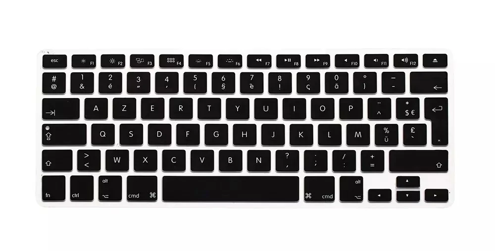 Для Macbook Air Pro retina 13 15 17 Силиконовые серьги Французская клавиатура Обложка для Mac book клавиатура франция ЕС ЕВРО AZERTY - Цвет: Black