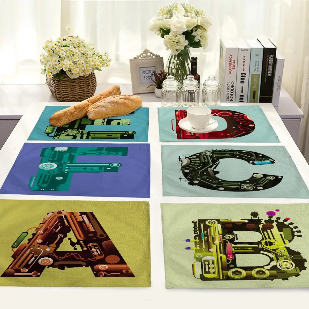 

American Style Creative Letter Pattern Table Mat Rectangle Place Mats for Dining Table Kitchen Decoration Accessories Placemats