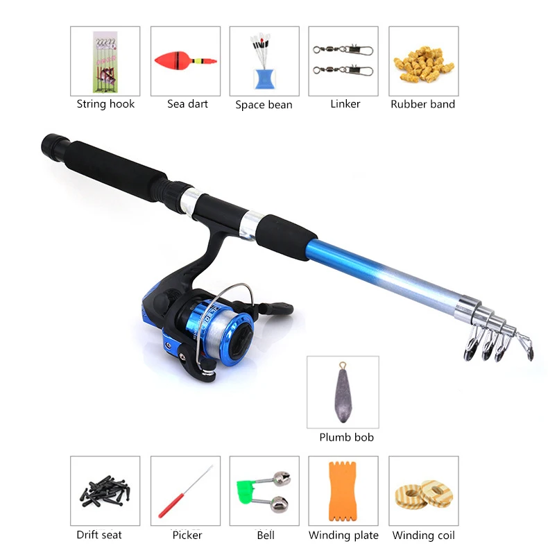 Hot Selling Portable Ultra-light Fishing Rod Kit Linker Rubber Band Drift Seat Telescopic Stick Set | Спорт и развлечения