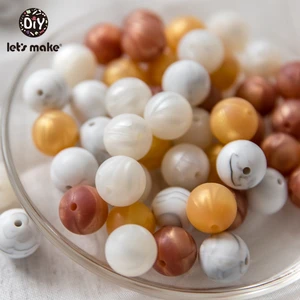 Бусины-прорезыватели из пищевого силикона, круглая цветная конфета, 100 шт., 15 мм, безопасный Прорезыватель для зубов