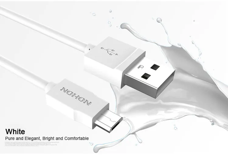 NOHON Micro USB кабель для samsung, Xiaomi, Meizu, Nokia, LG, sony, huawei, Android телефонов, DV, MP3, кабель для быстрой зарядки и синхронизации данных - Цвет: White NO Package