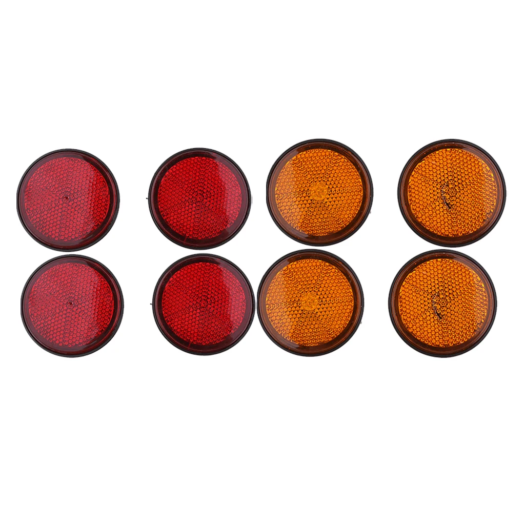 8 pcs 2 Inch Round High Visibility Reflective Reflector Light Assembly for Motorcycles Motor ATV Bikes Dirt Bike Red &amp Orange |