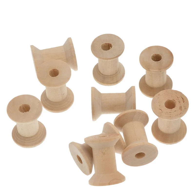 

50 шт./лот Цилиндрическая резьба из натурального дерева катушки деревянный швейный инструмент 28.7x23мм