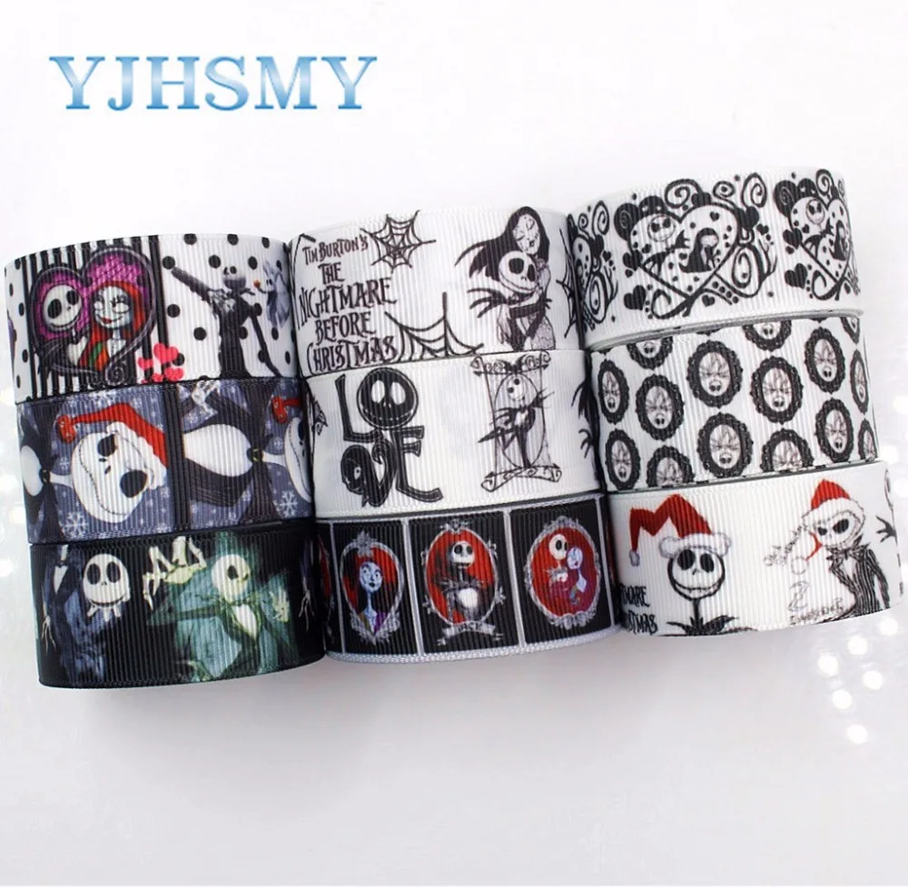 YJHSMY G-18927-1254, 25 мм 5 ярдов ленты с изображением Хэллоуина Термотрансферная печатная корсажная лента, праздничное украшение DIY материалы
