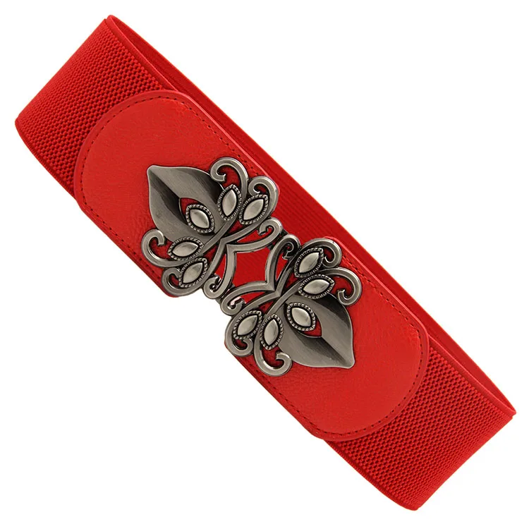 red 021 Пояс женский широкий пояс подходит ко всему эластичная резинка на талии пояс украшение пуховое пальто верхняя юбка пояс - Цвет: red 021
