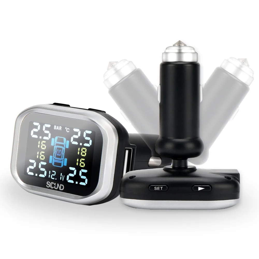 Умный автомобиль TPMS система контроля давления в шинах Солнечная энергия зарядка цифровой ЖК-дисплей Автосигнализация s