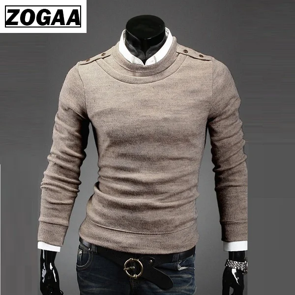 Мужские свитера ZOGAA повседневный деловой пуловер с круглым вырезом вязаный