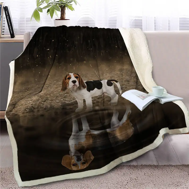 Dog 15 BlessLiving Pet Мопс одеяло на искусственном меху на кровати животных пледы одеяло для детей собака отражение покрывала 3D щенок бульдога Чехлы диванов - Цвет: Dog 15