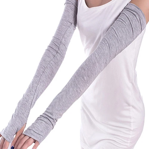 Women Girl Fashion Sunscreen Arm Warmer Elastic Long Fingerless Gloves Cotton Sleeves | Аксессуары для одежды