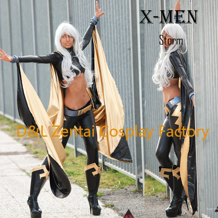 Бесплатная доставка DHL X Men Storm Ororo Munroe костюм супергероя черный и золотой