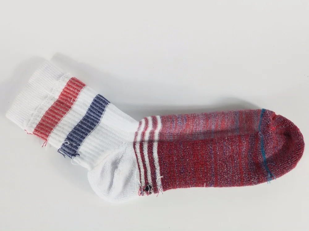 

Thick Men's Skate Ankle Red Blue Strips Socks