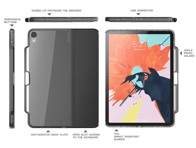 Смарт-клавиатура и карандаш не включены! Для iPad Pro 12,9 чехол чехол с карандашом, совместимый с Умной клавиатурой