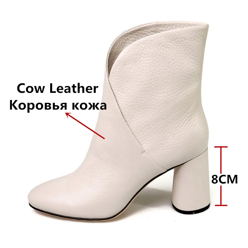 Женские ботильоны из натуральной кожи FEDONAS черные на высоких каблуках теплая