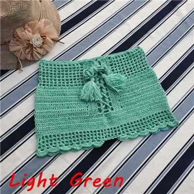 Light Green 11 цветов, ручная вязка, сексуальные бикини шорты, boho женские штаны, пляжные шорты с высокой талией - Цвет: Light Green