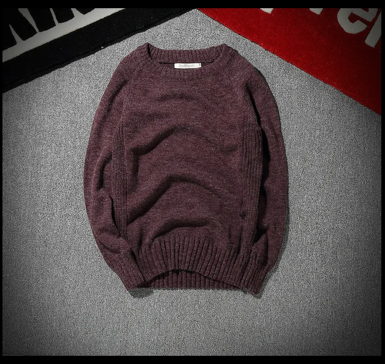 MRMT Brand Men's Sweater Elbow Corduroy Patch Retro Solid Color Round Neck Pullover Sweater for Male Sweater