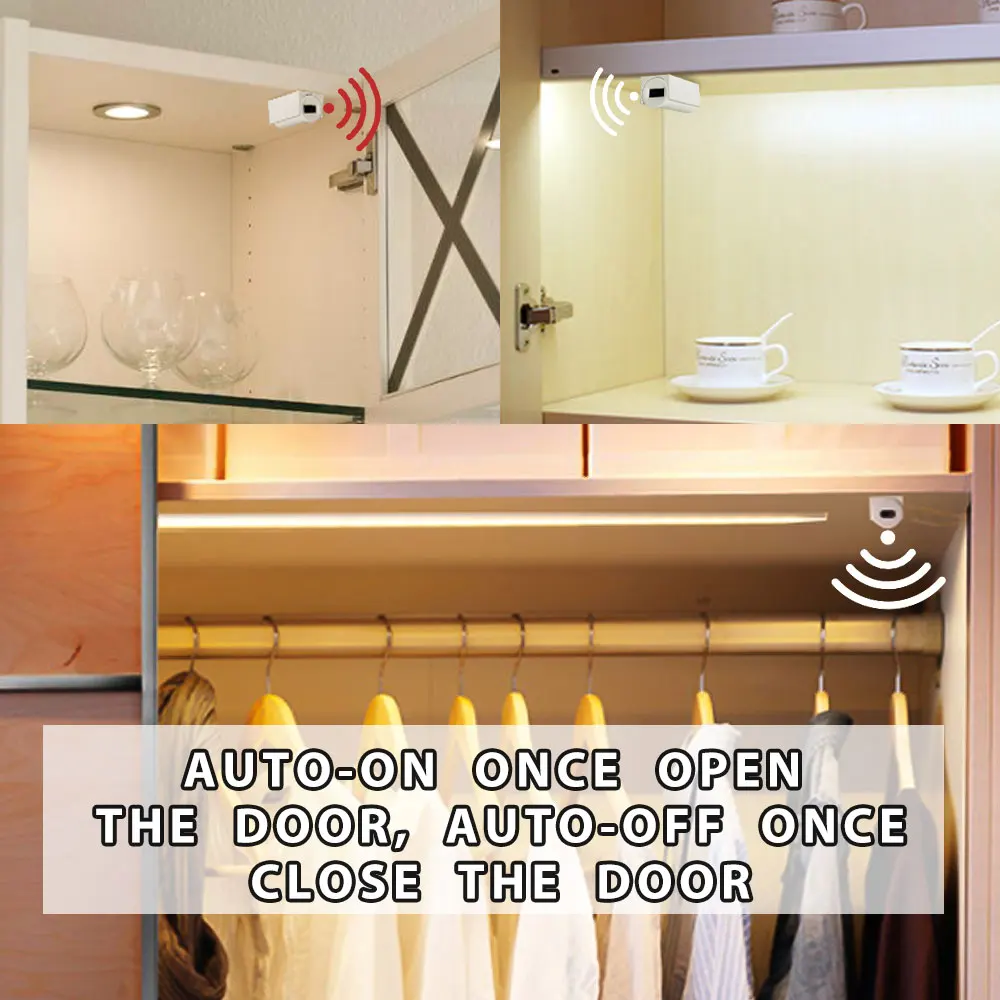 ПВХ умный датчик двери 2,5 Вт датчик движения 12 В постоянного тока под шкаф гардероб датчик переключатель светодиодный свет ночное освещение