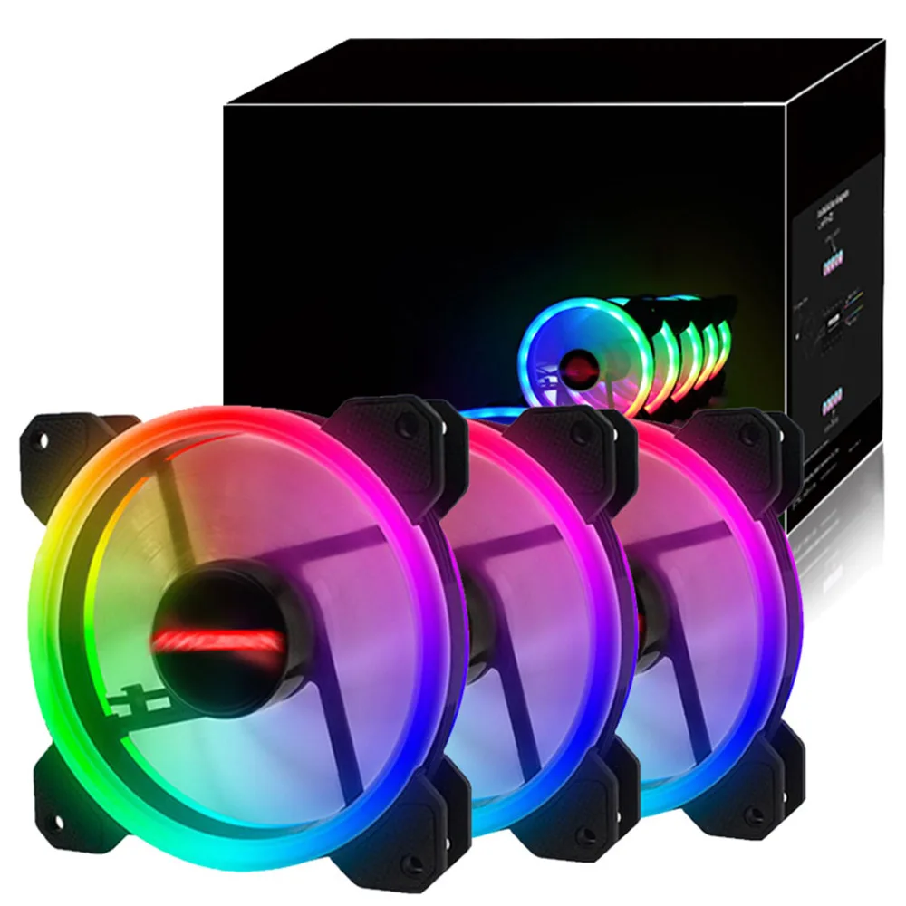 Горячая RGB шасси вентилятор 12 см настольный вентилятор охлаждения цветной компьютер кулер бесшумный вентилятор