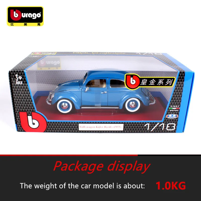 Модель автомобиля Bburago 1/18 1955 Volkswagen Beetle из сплава в стиле ретро Классическая