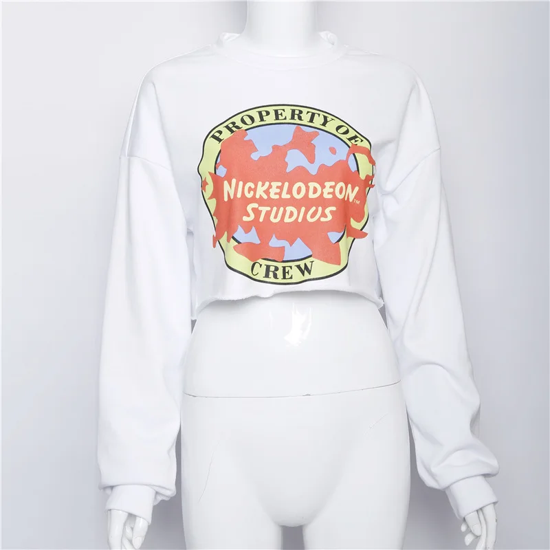 

Худи с принтом, рубашки, женские свитшоты с длинным рукавом, кроп-топы, рубашки, сексуальная одежда, Женский Повседневный пуловер, свитшоты, ...