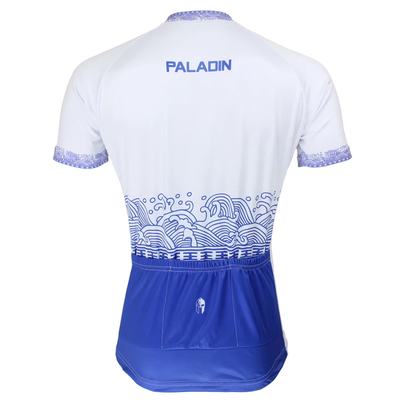 

New Men's Cycling Jerseys Short Sleeve Blue and White Waves Bicycle Shirt White Ciclismo Ropa Breathable Cycling Top