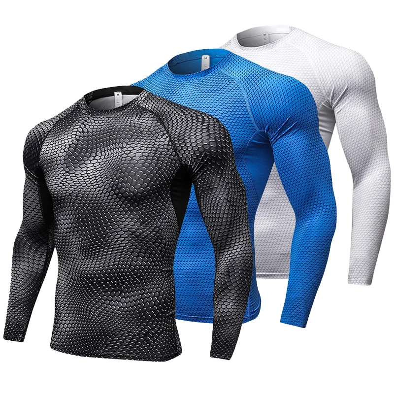 

YD New Long Sleeve Sport Shirt Men Quick Dry Men's Running T-shirts Snake Gym Clothing Fitness Top Mens Rashgard Soccer Jersey