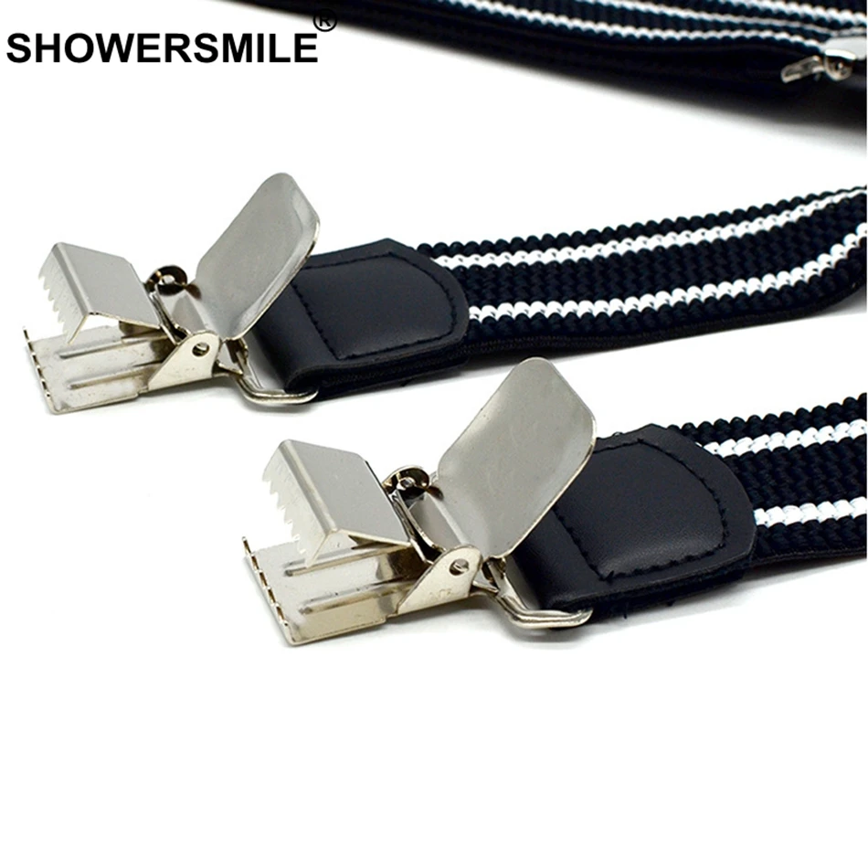 SHOWERSMILE, широкие подтяжки, мужские, из кусков, кожа, мужские, s, брючный ремень, X Back, черные подтяжки, ремни, 4 зажимы подвески, мужские, 4 см* 120 см
