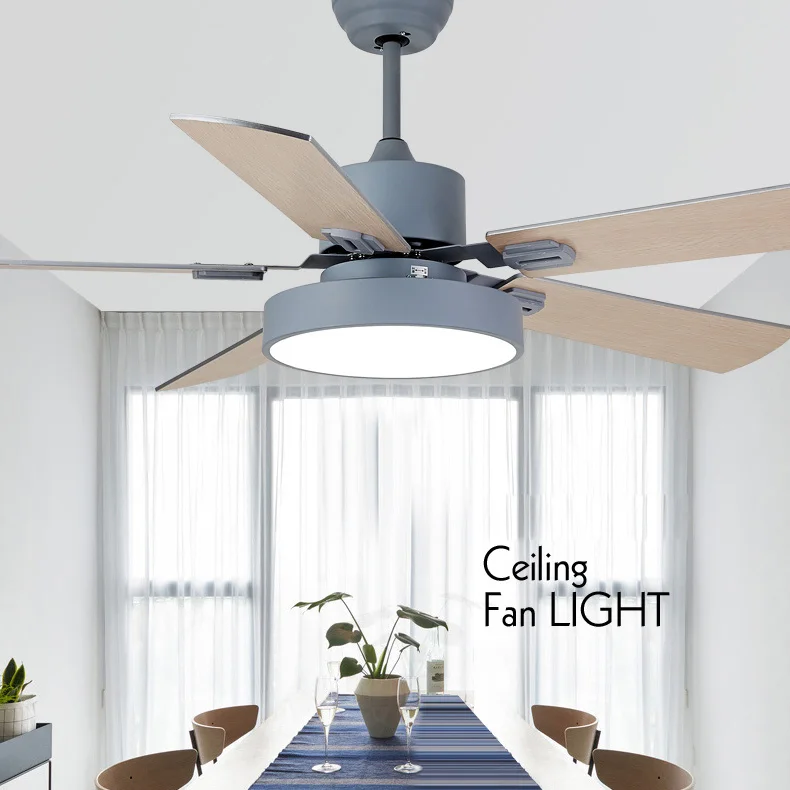 

Modern Industrial Ceiling Fan Light with LED Light Kit and Remote Control Quiet Energy Saving/Decoration Fan 42/52 inch