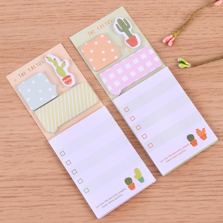 1 предмет; Новинка; в Корейском стиле; Kawaii памятки наклейки липкий сообщение заметки коврик милый кактус Self-клейкий блокнот офисные школьные принадлежности