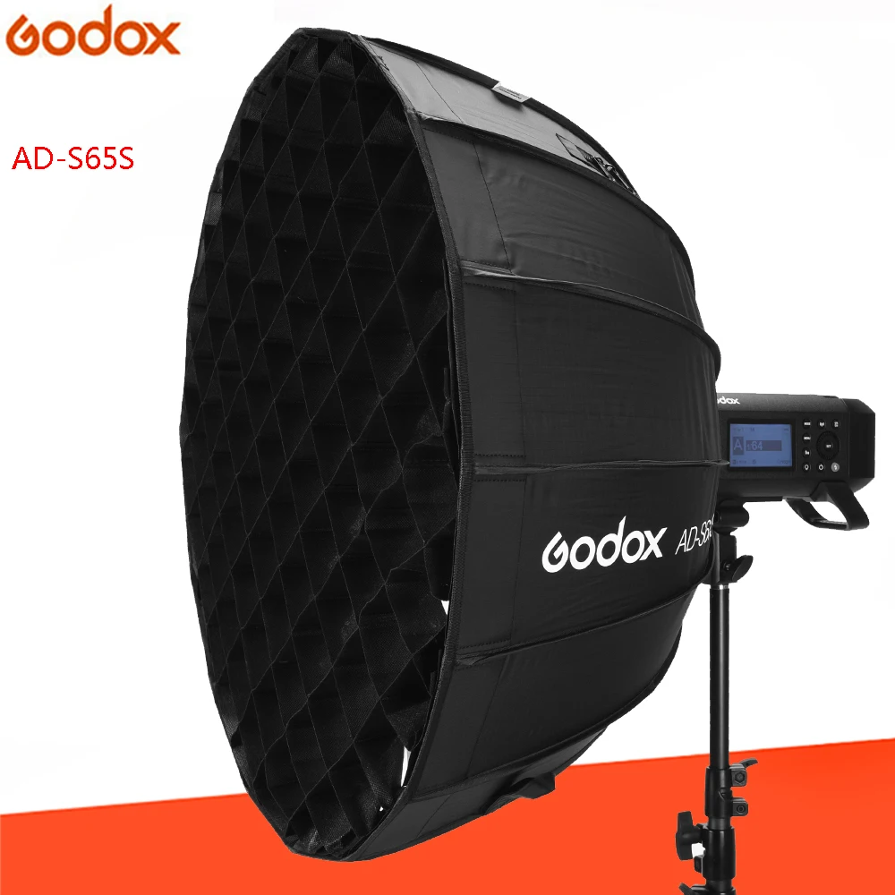 Godox 65 см AD S65S встроенный серебристый глубокий параболический софтбокс с сотовой