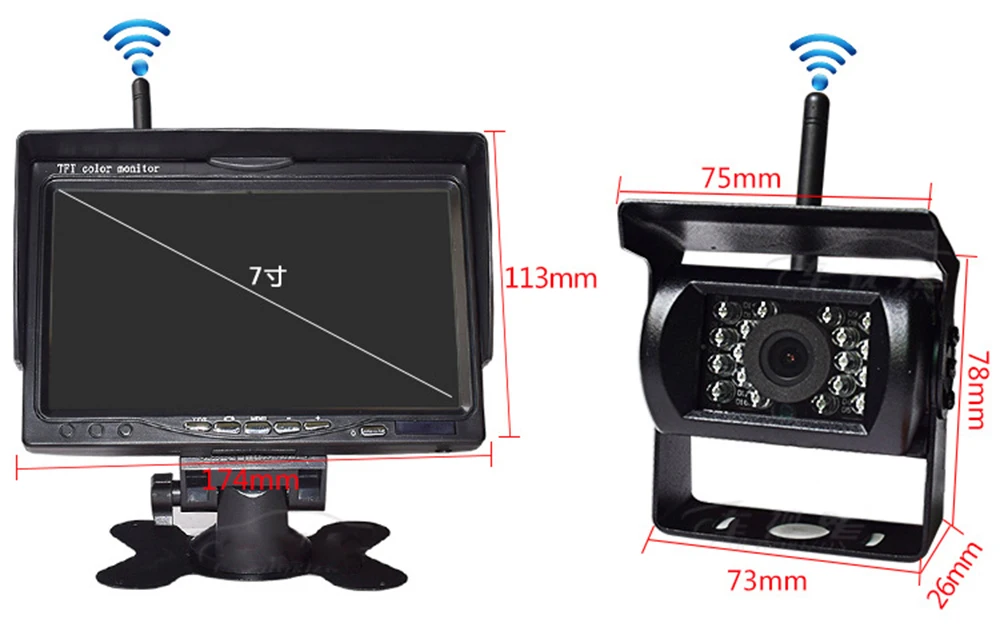 Беспроводной 7 дюймовый TFT LCD цветной монитор автомобильная парковочная камера